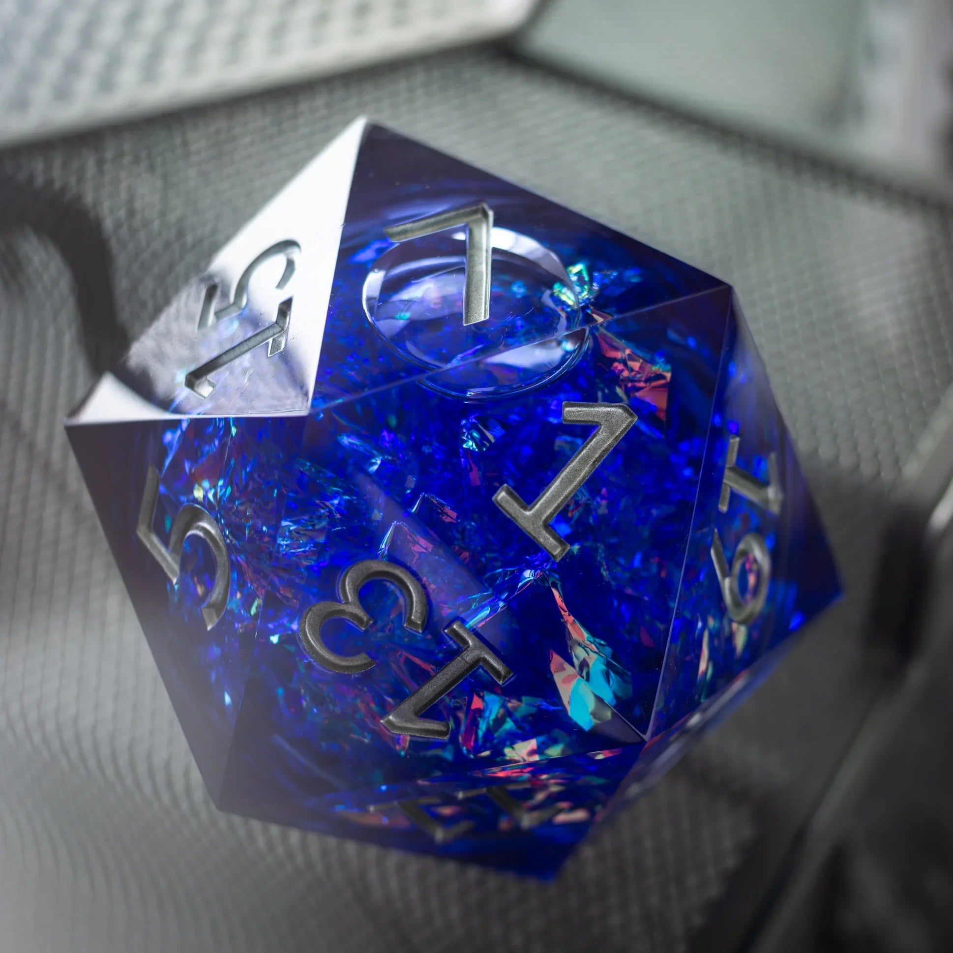 Massive Blue Liquid Core 95MM Chonk Handmade Resin D20 Dice with Box