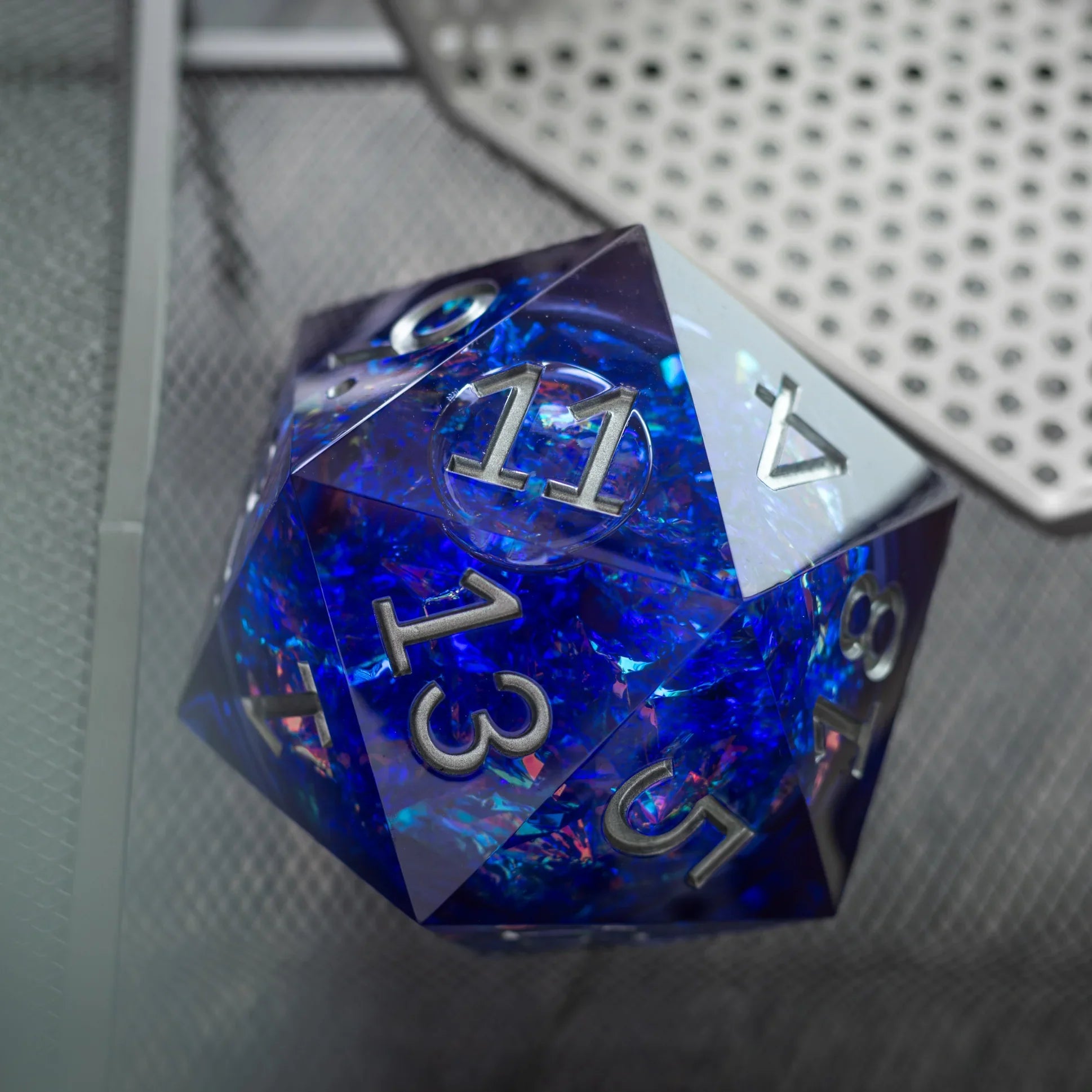Massive Blue Liquid Core 95MM Chonk Handmade Resin D20 Dice with Box
