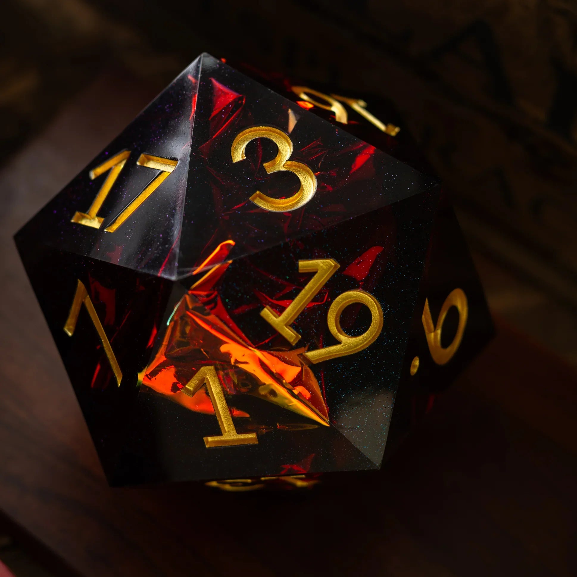 Massive Red Ember 95MM Chonk Handmade Resin Dice And Box