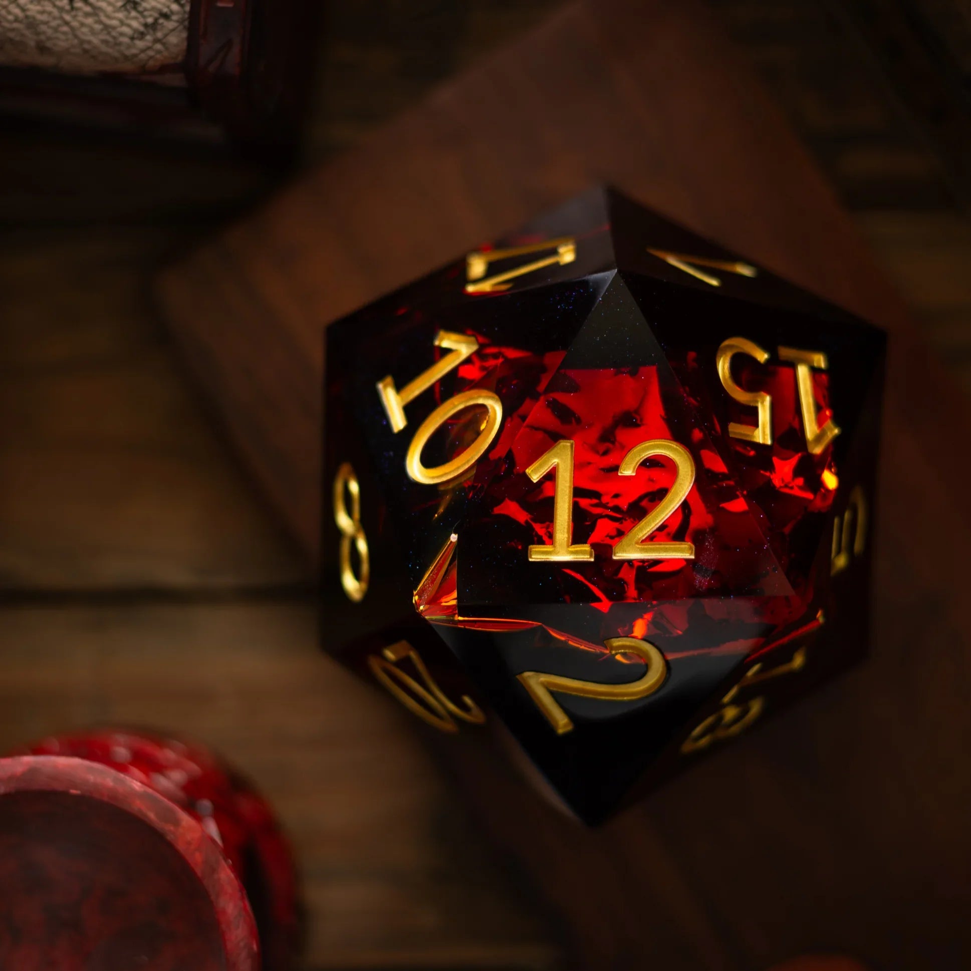 Massive Red Ember 95MM Chonk Handmade Resin Dice And Box