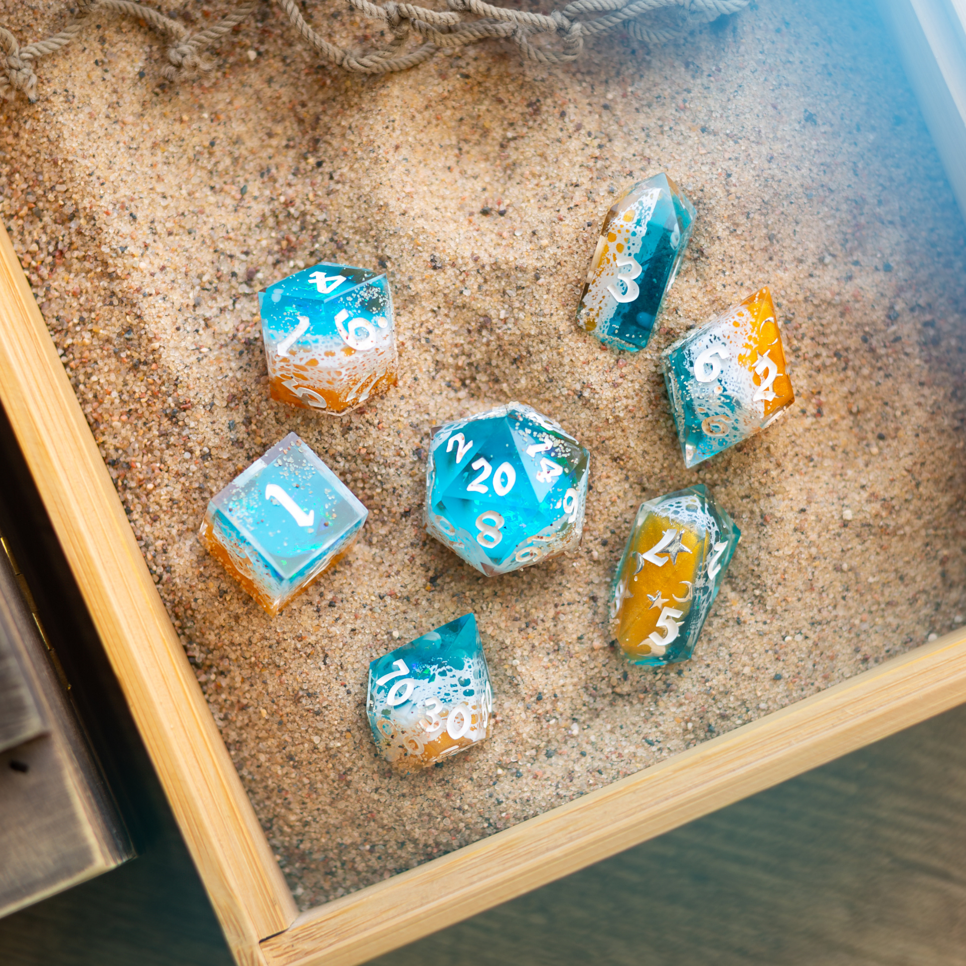 Ocean Sunset Handmade Resin DND Dice Set