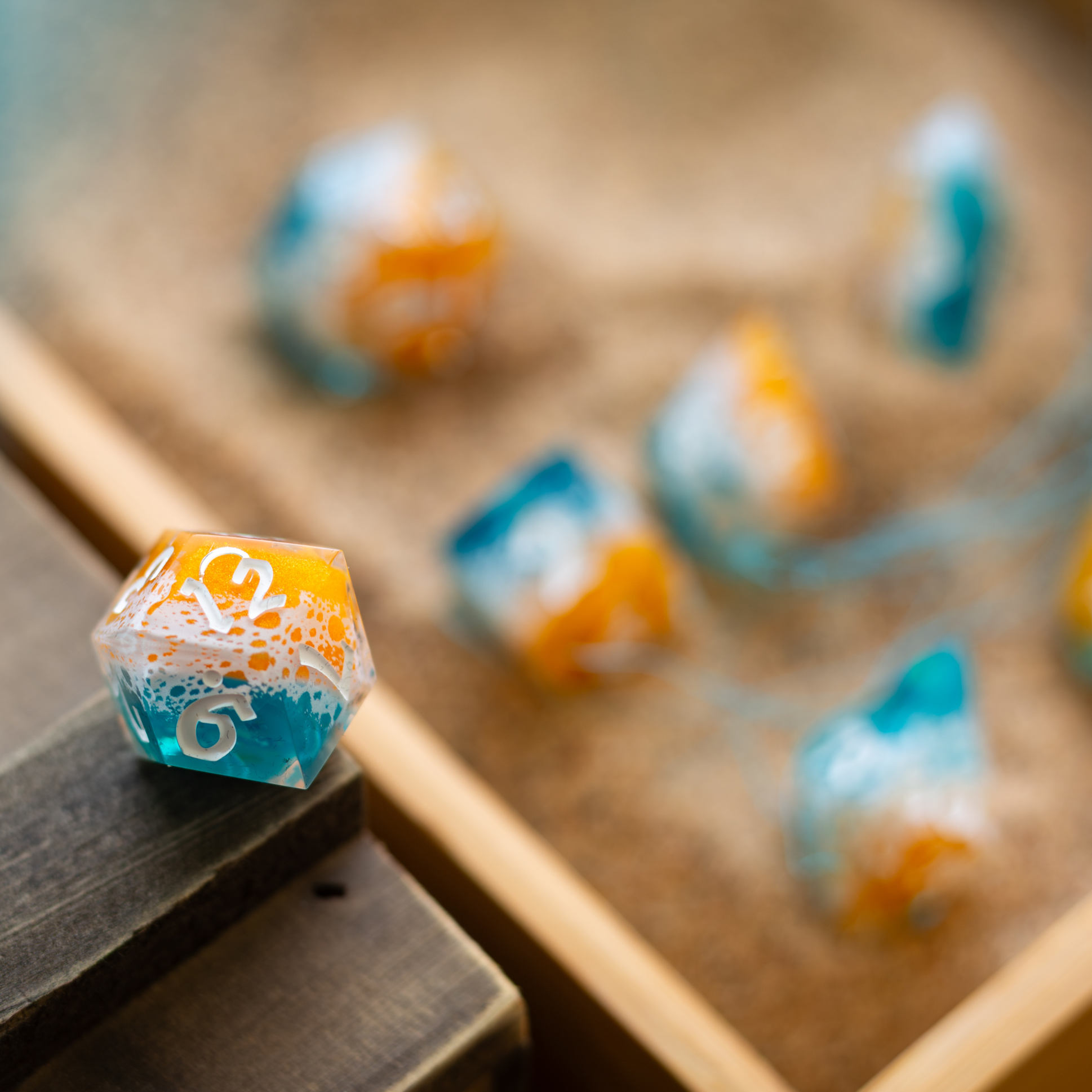 Ocean Sunset Handmade Resin DND Dice Set
