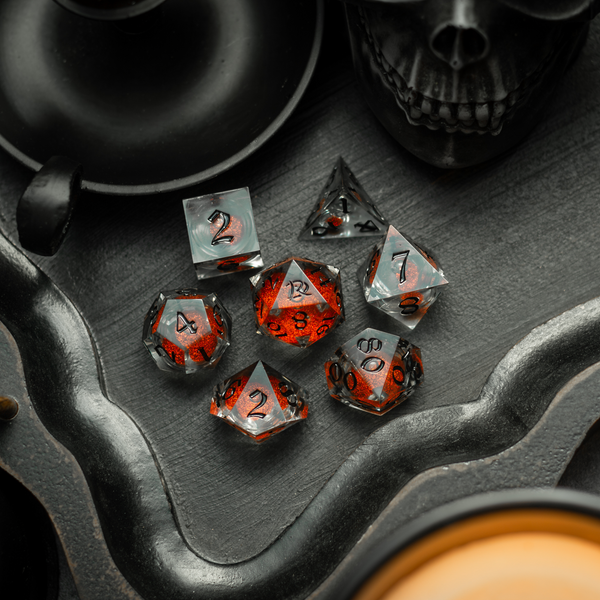 Orange Liquid Core Resin DND Dice Set