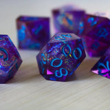 Purple Handmade Sharp Edge Resin DND Dice Set