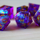 Purple Handmade Sharp Edge Resin DND Dice Set
