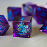 Purple Handmade Sharp Edge Resin DND Dice Set