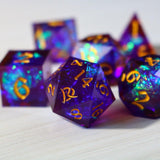 Purple Handmade Sharp Edge Resin DND Dice Set