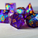 Purple Handmade Sharp Edge Resin DND Dice Set