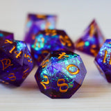 Purple Handmade Sharp Edge Resin DND Dice Set