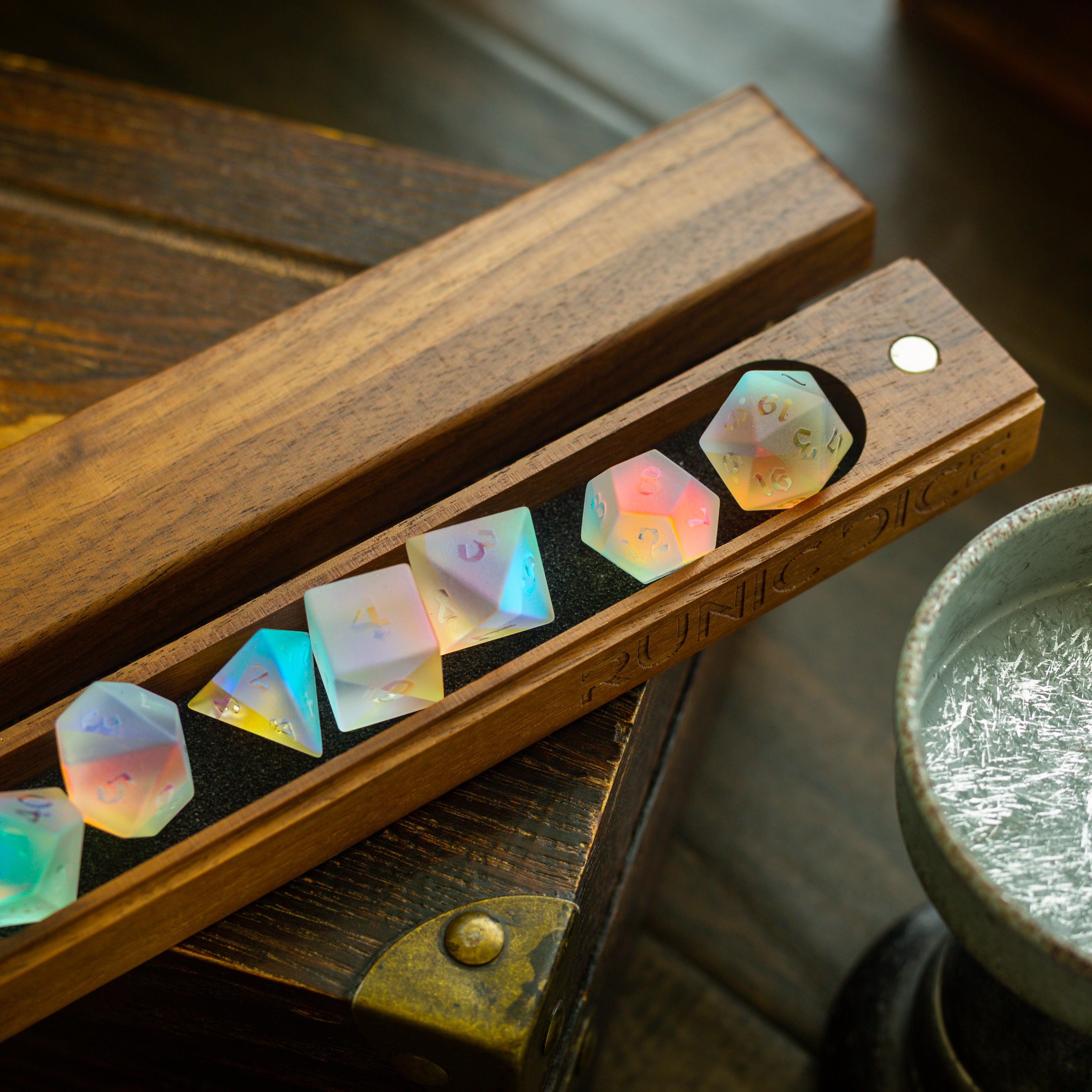 Black Walnut Wood Magnetic Dice Storage Box