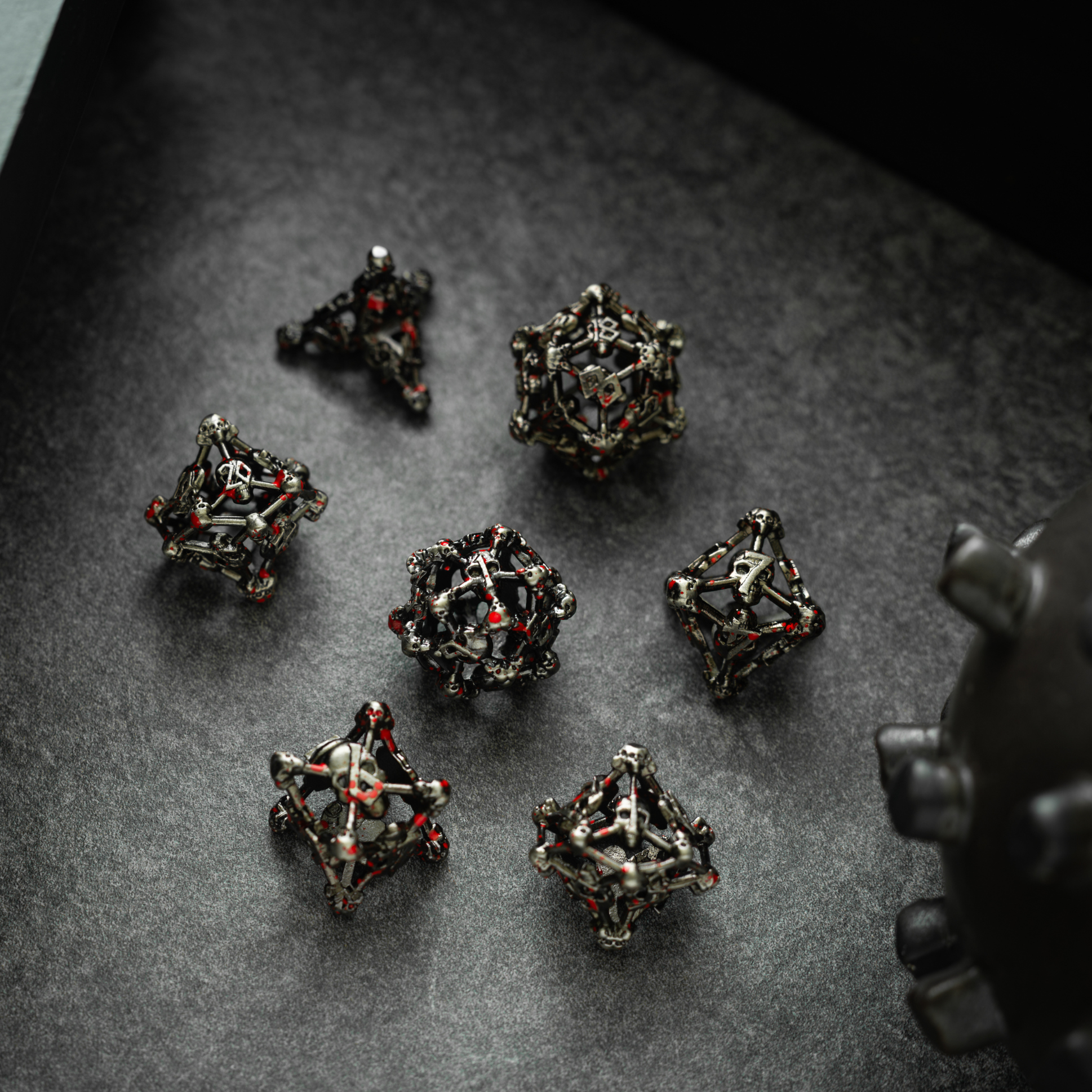 Skullforge Silver Hollow Metal DND Dice Set