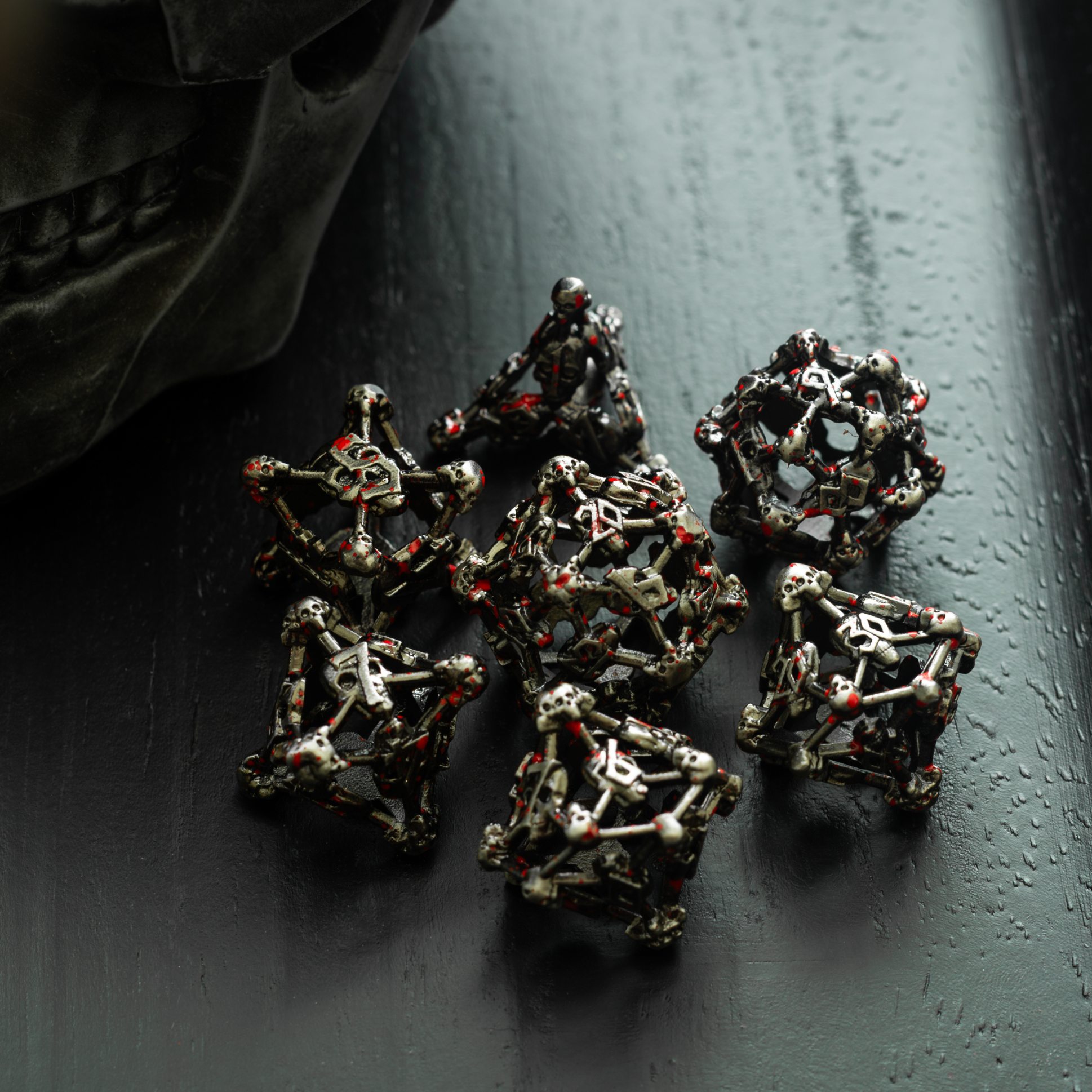 Skullforge Silver Hollow Metal DND Dice Set