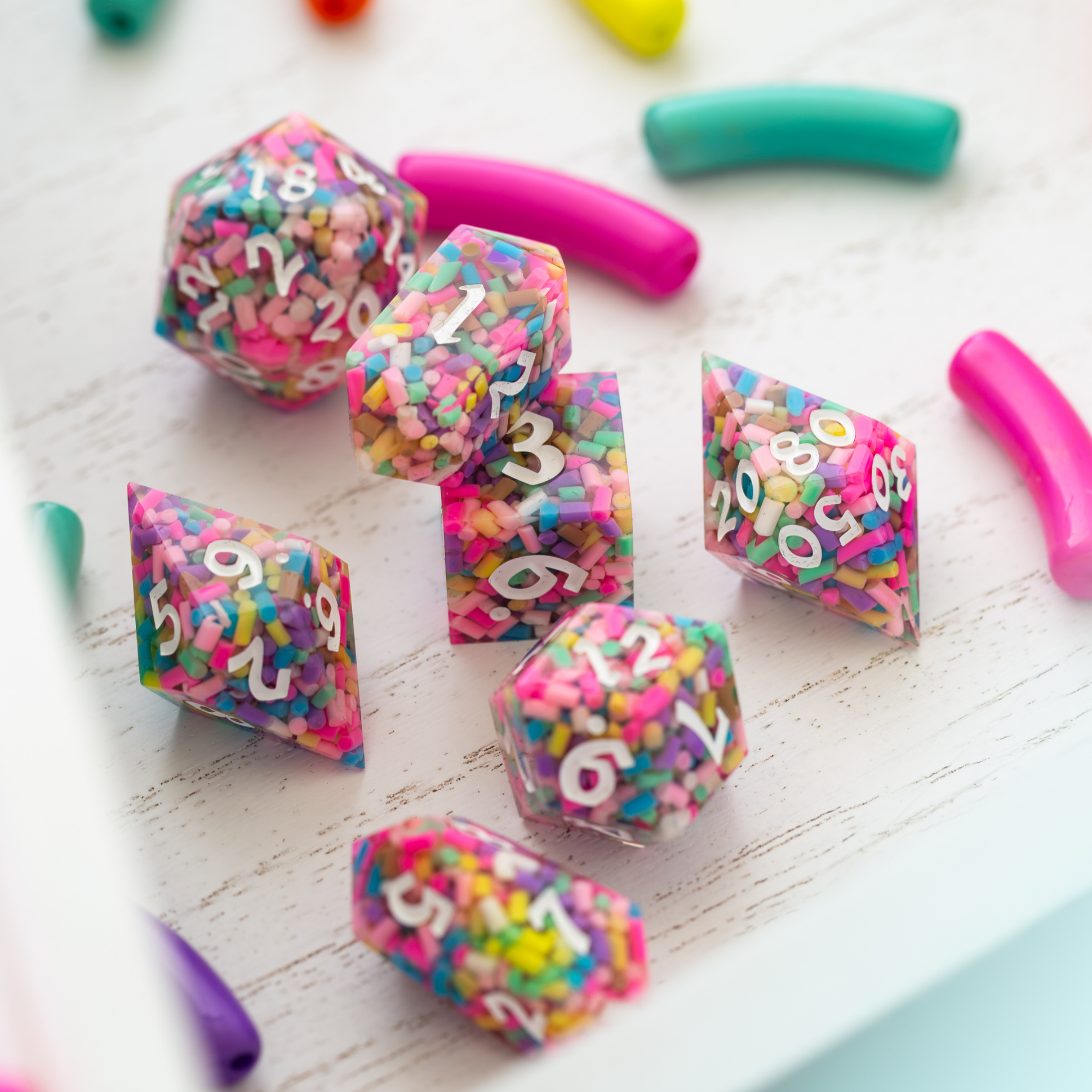 Sugar Rush Handmade Resin DND Dice Set