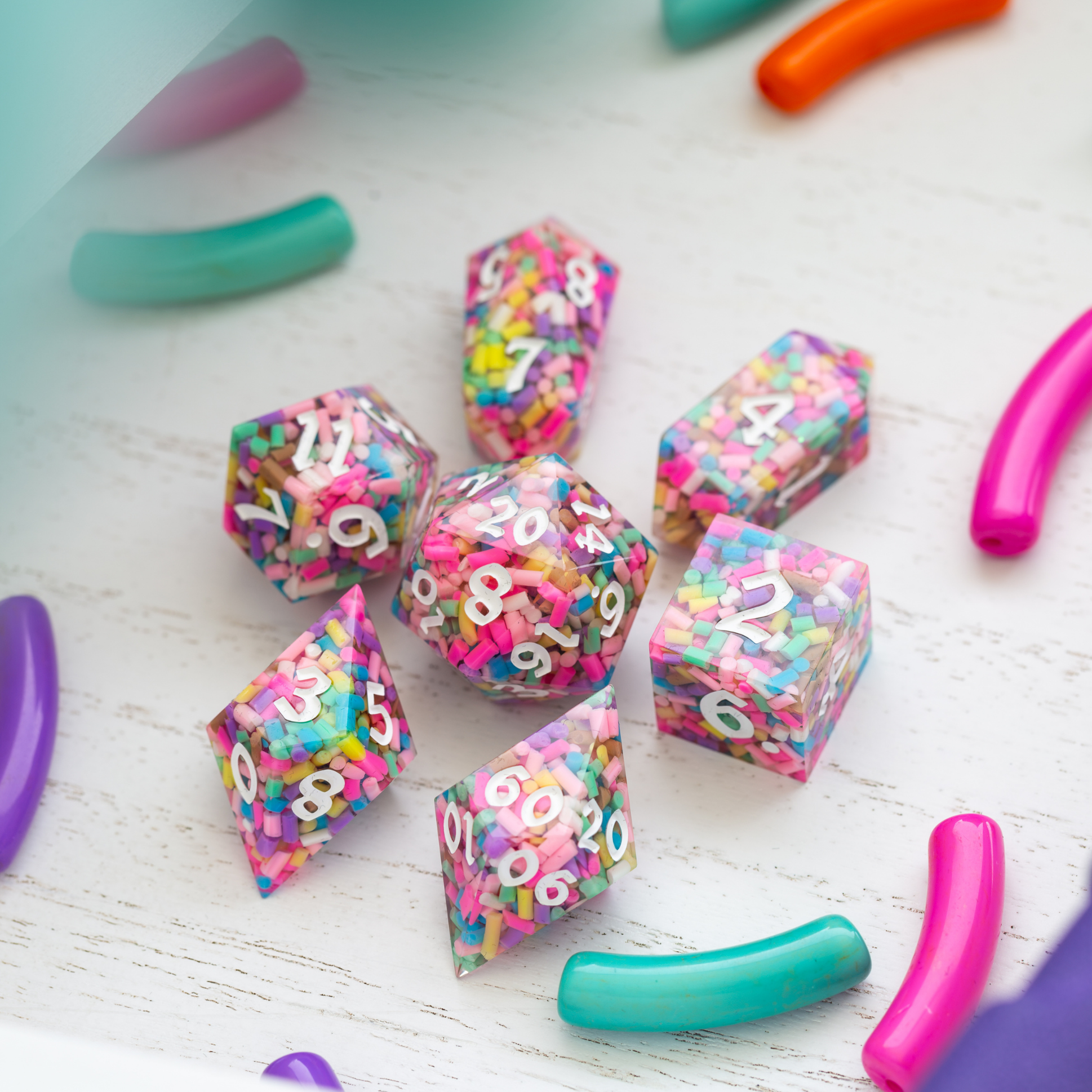Sugar Rush Handmade Resin DND Dice Set