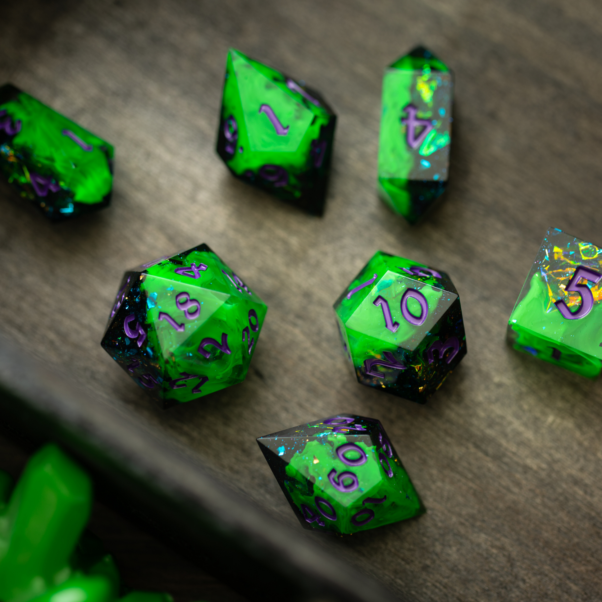 Venomous Rift Handmade Resin DND Dice Set
