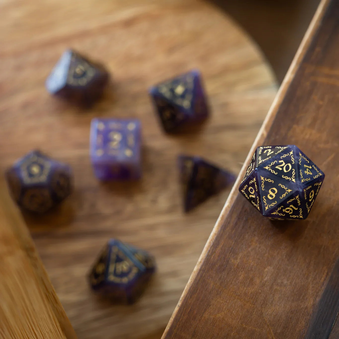 Vine Spike Purple Amethyst DND Dice Set | Unique Gaming Dice