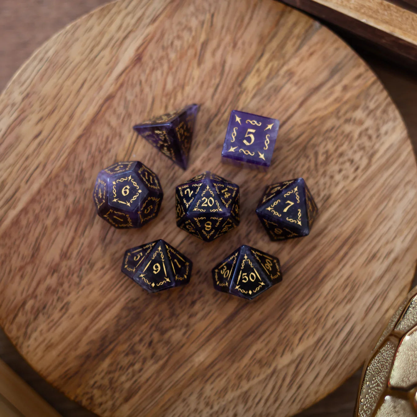 Vine Spike Purple Amethyst DND Dice Set | Unique Gaming Dice