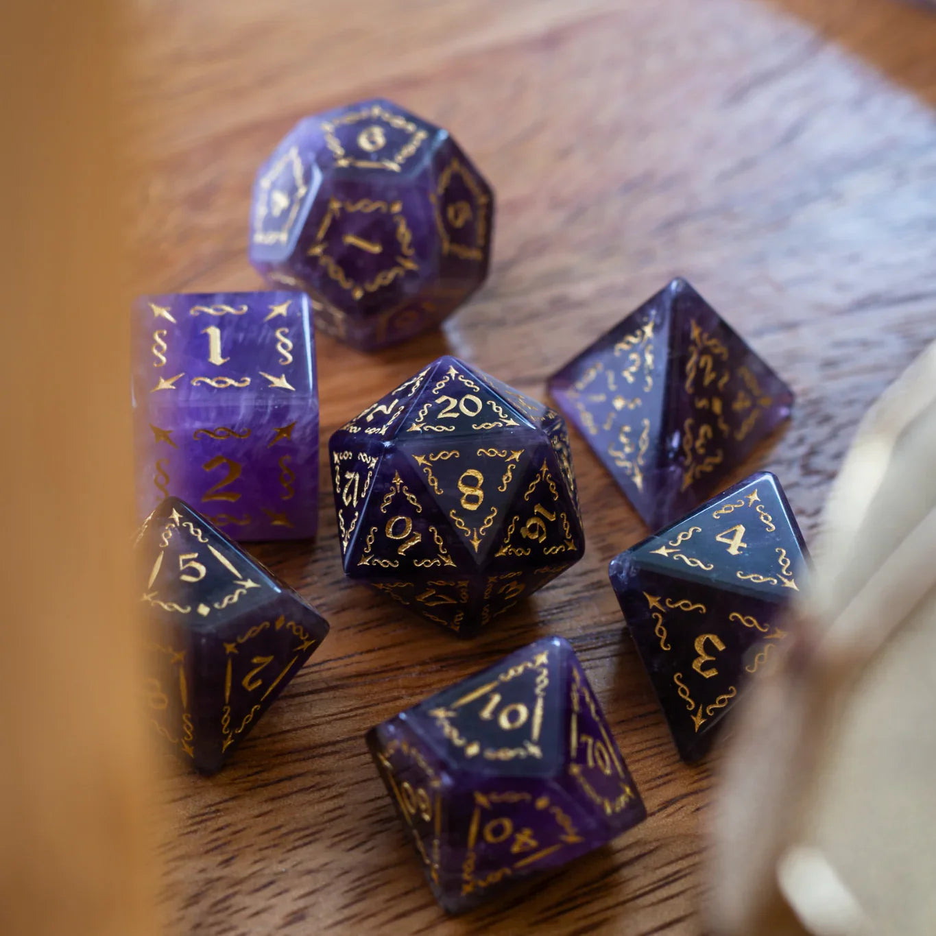 Vine Spike Purple Amethyst DND Dice Set | Unique Gaming Dice