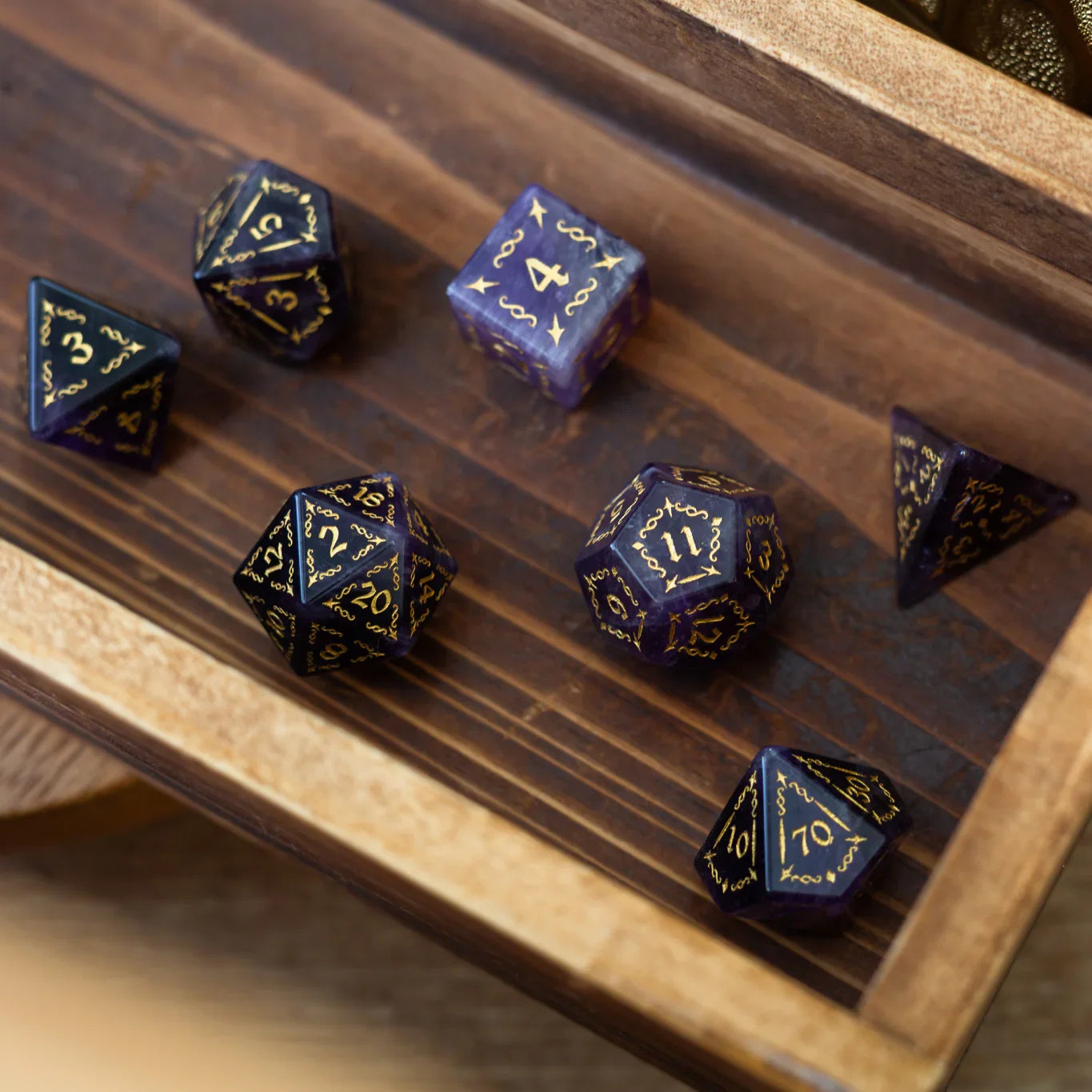 Vine Spike Purple Amethyst DND Dice Set | Unique Gaming Dice