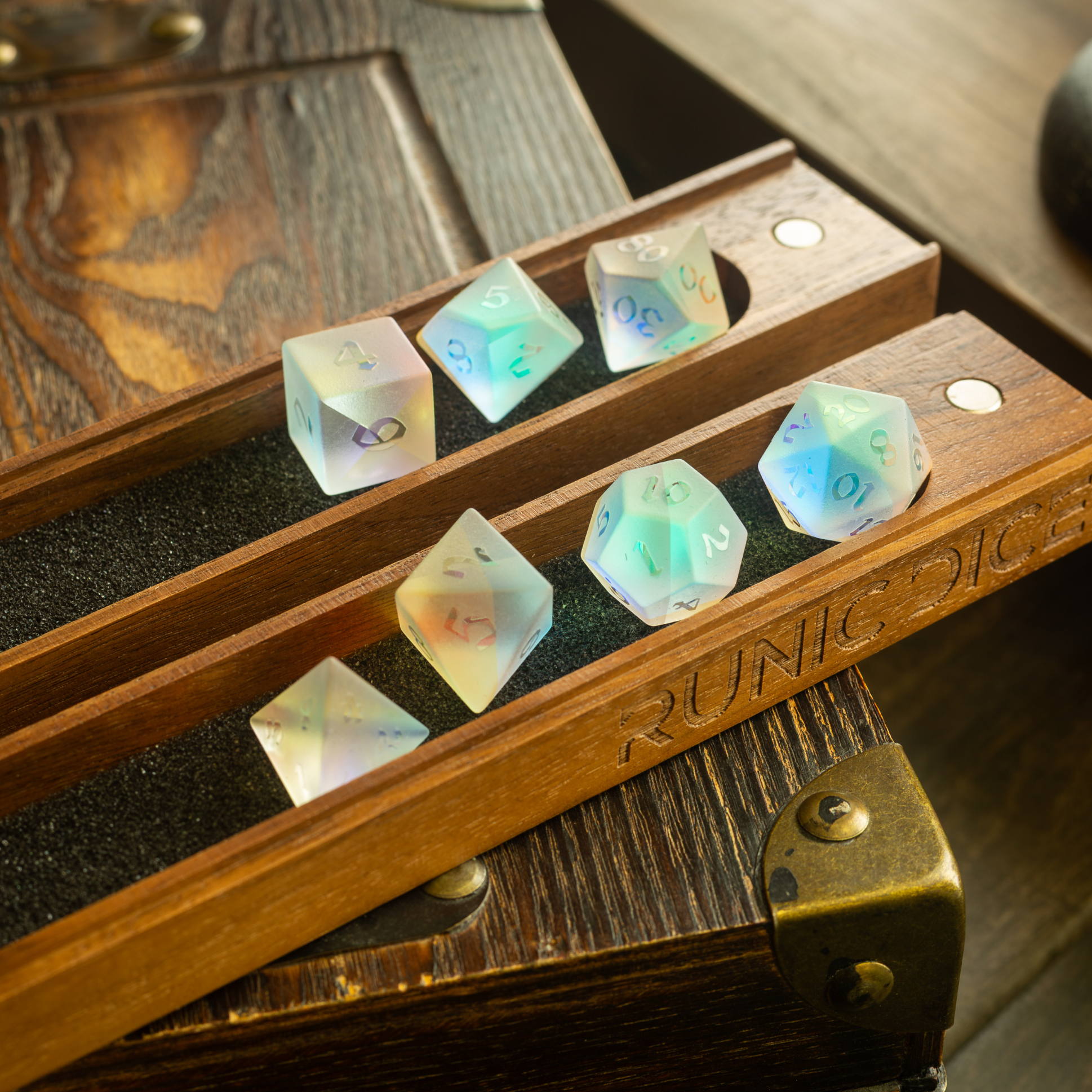 Black Walnut Wood Magnetic Dice Storage Box