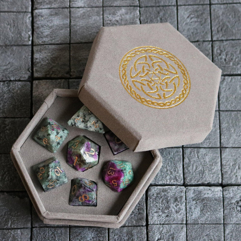 Zoisite Polyhedral Gemstone DND Dice Set