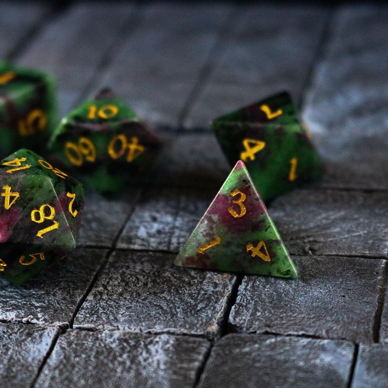 Zoisite Polyhedral Gemstone DND Dice Set