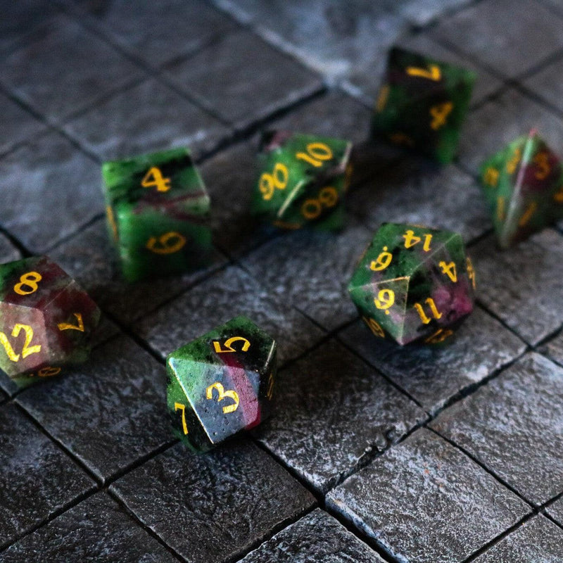 Zoisite Polyhedral Gemstone DND Dice Set