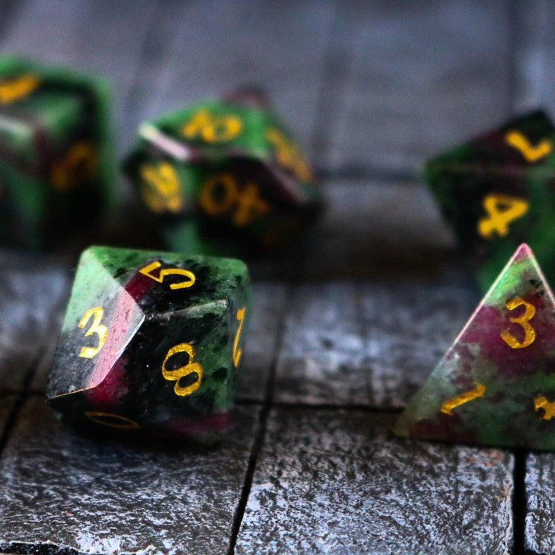 Zoisite Polyhedral Gemstone DND Dice Set