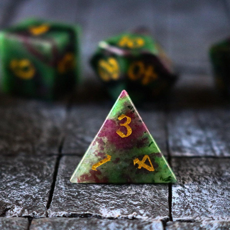 Zoisite Polyhedral Gemstone DND Dice Set