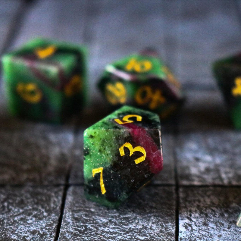 Zoisite Polyhedral Gemstone DND Dice Set