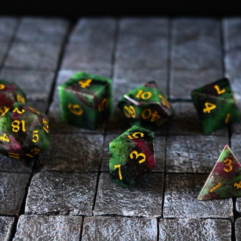 Zoisite Polyhedral Gemstone DND Dice Set