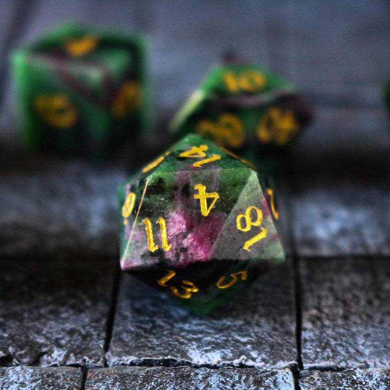 Zoisite Polyhedral Gemstone DND Dice Set