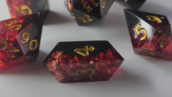 Dark Blood Handmade Resin Dice Set RPG Game DND MTG Tabletop Gaming