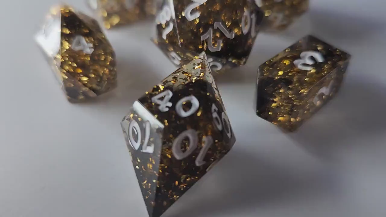 Gold Handmade Resin Dice Set RPG Game DND MTG Tabletop Gaming