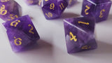 Gemstone Amethyst Dice (With Box) Hand Carved Polyhedral Dice DND Set - Gift For Dnd, RPG Game