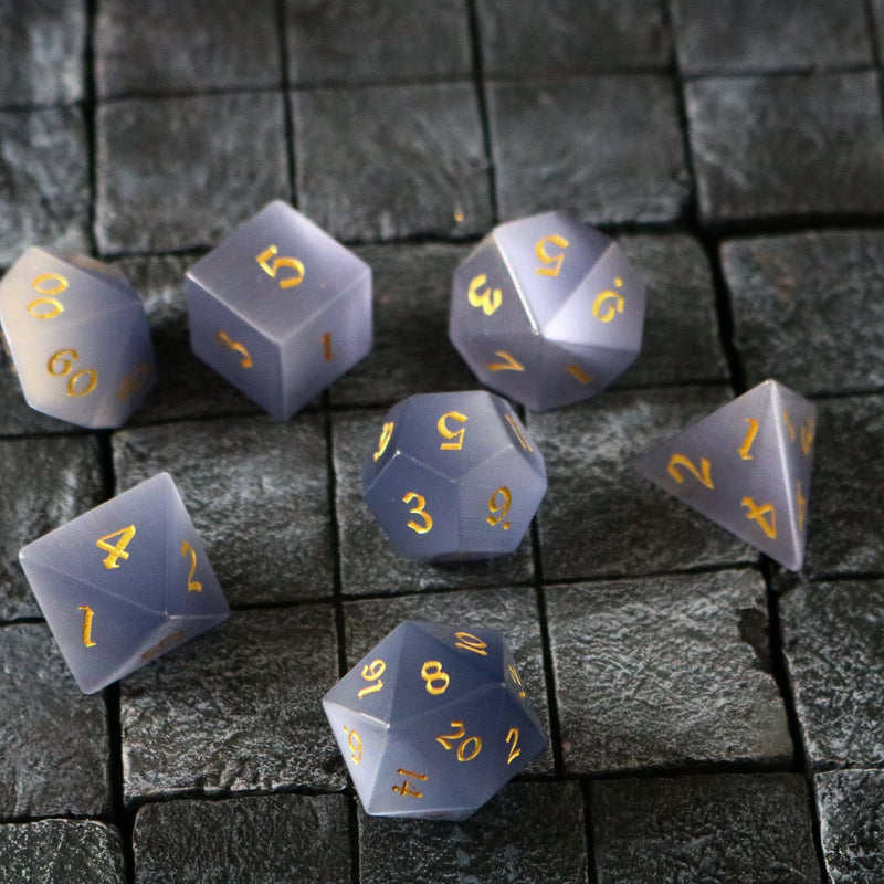 Hand Carved Polyhedral Dice DND Set - Runic Dice