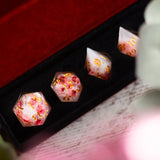 Pink Flower Handmade Resin DND Dice Set MTG Tabletop Gaming